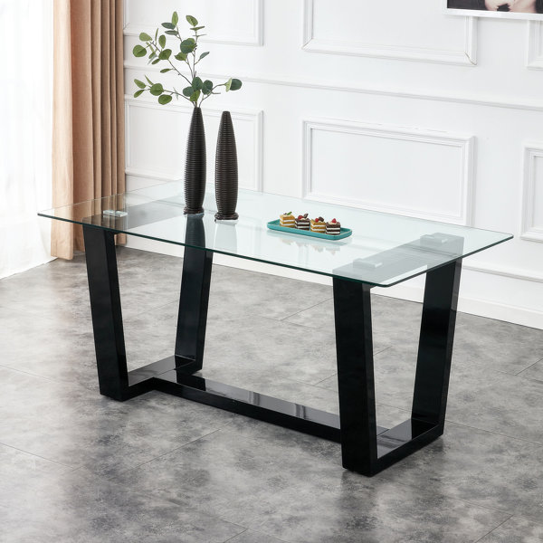 Wrought Studio Jumar Glass Top Dining Table | Wayfair